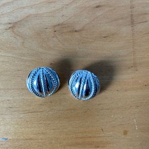 Silver Button Earrings